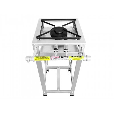 Fogão Industrial Inox 1 Boca Baixa pressão Queimador duplo