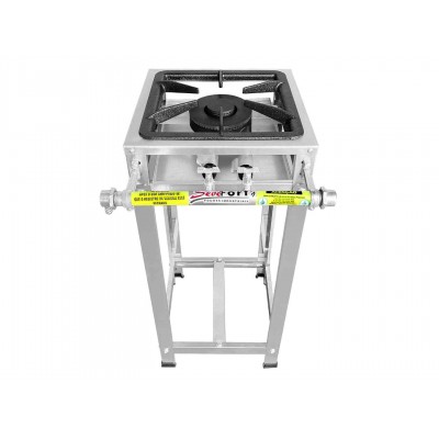 Fogão Industrial Inox 1 Boca Baixa pressão Queimador duplo Ferro Fundido