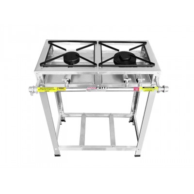Fogão Industrial Inox 2 Bocas Baixa Pressão 