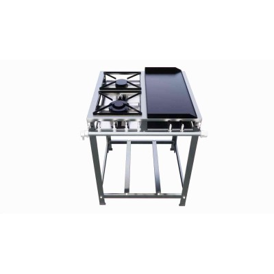 Fogão Industrial Inox 2 Bocas chapa Baixa Pressão queimador duplo